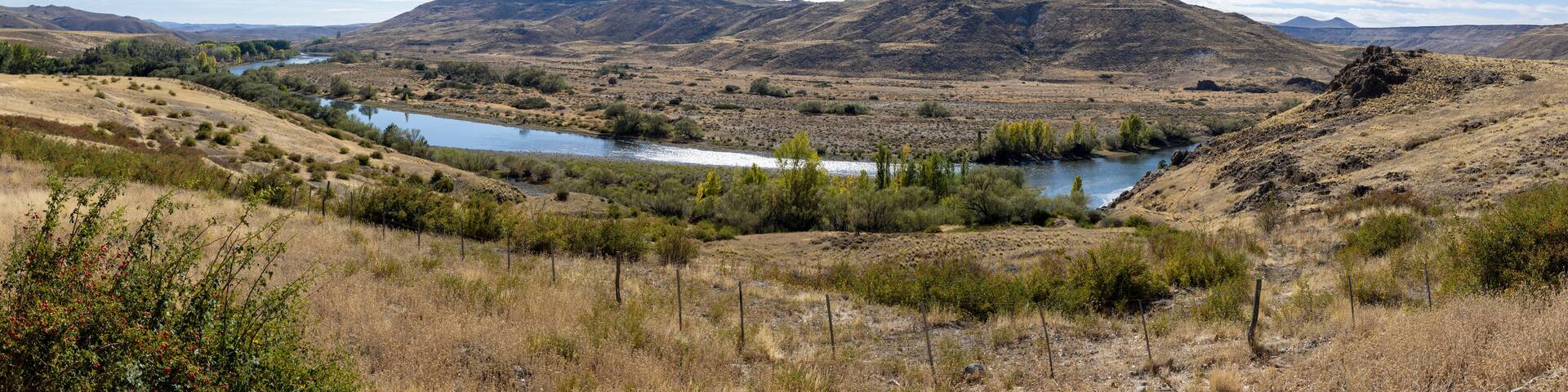 Collón Curá River and landscape in Argentina, South America