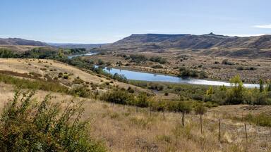Collón Curá River and landscape in Argentina, South America