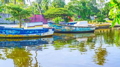 The fishing boats in Hamilton's Canal, Wattala, Colombo, Sri Lanka