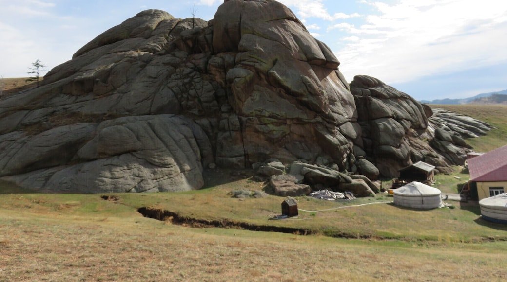 We camped at the foot of a granite outcrop in the Terelj National Park. The rock reminds me of an old man's face with its many deep wrinkles and clefts.