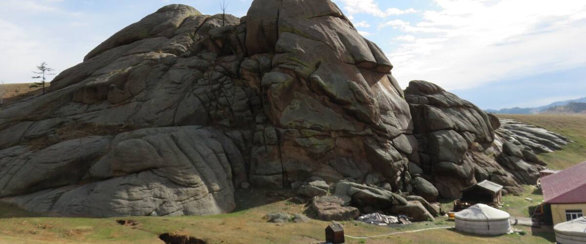 We camped at the foot of a granite outcrop in the Terelj National Park. The rock reminds me of an old man's face with its many deep wrinkles and clefts.