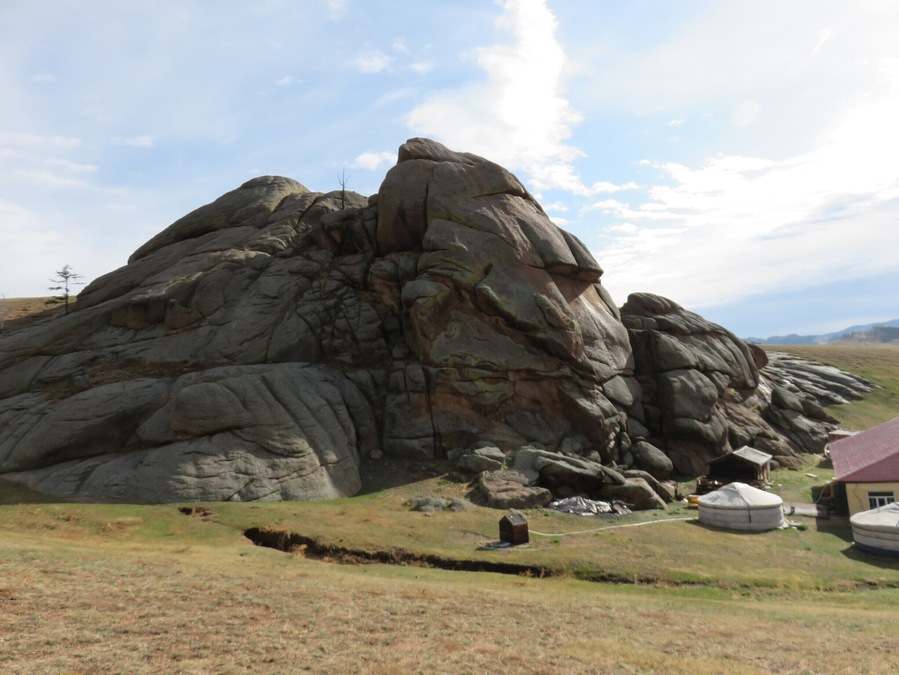 We camped at the foot of a granite outcrop in the Terelj National Park. The rock reminds me of an old man's face with its many deep wrinkles and clefts.