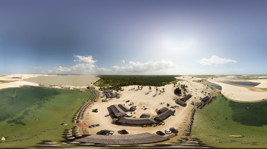 Spherical panorama 360 degrees of the Tatajuba lagoon, on the west coast of Jericoacoara in the state of Ceará, Brazil