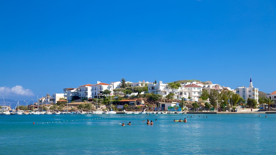 Datca Ferry Port showing swimming and a coastal town