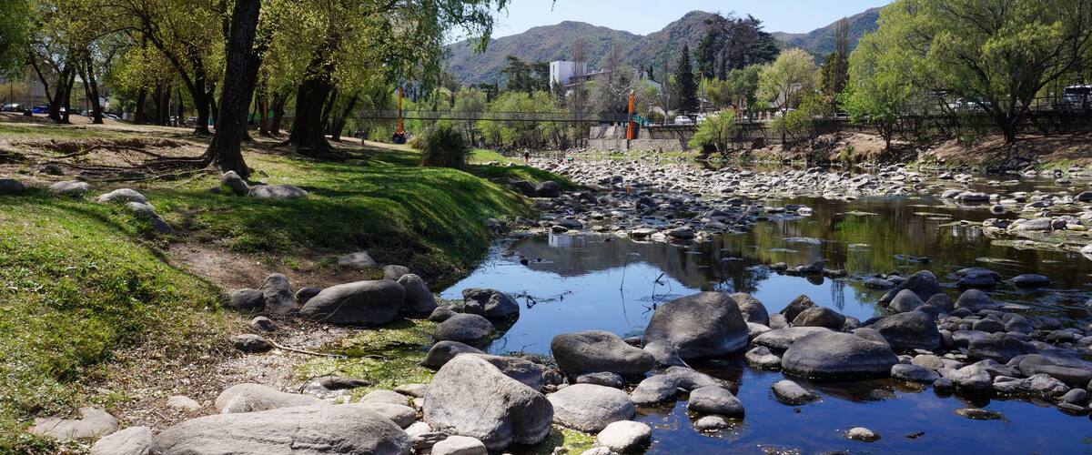 A river with rocks and trees.