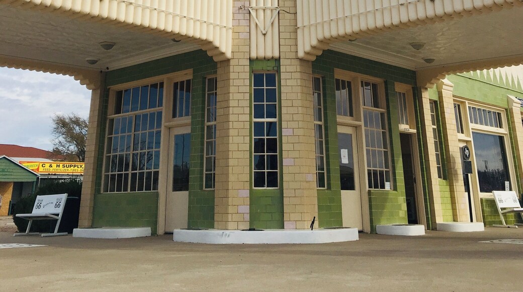 This historic Art Deco styled Conoco Gas station is on Route 66 and has an attached diner that has the booth that Elvis Presley sat in marked.
The station may look familiar as it was the inspiration for Ramones Garage from the animated Cars movie franchise.
A fabulous diversion from the interstate to Route 66 to see such an amazing piece of American history
https://www.nps.gov/nr/travel/route66/tower_station_u-drop-inn_cafe_shamrock.html