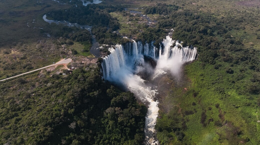 Kalandula Waterfall cascades majestically in Angola, showcasing powerful torrents surrounded by lush greenery