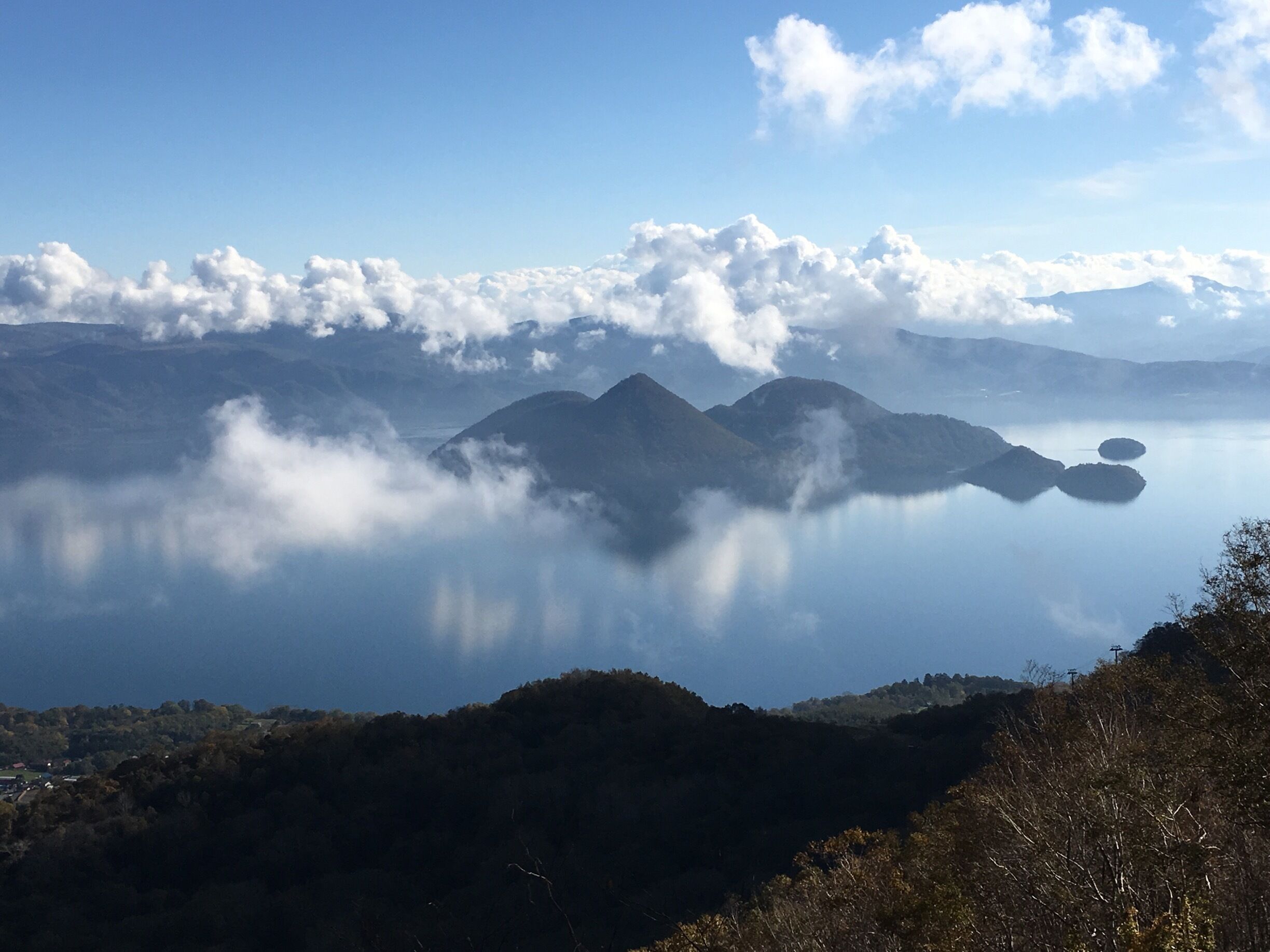 In the land of active volcanoes, Lake Toya stands out for its beauty. Seemingly up amongst the clouds at Windsor hotel, this was my morning view.