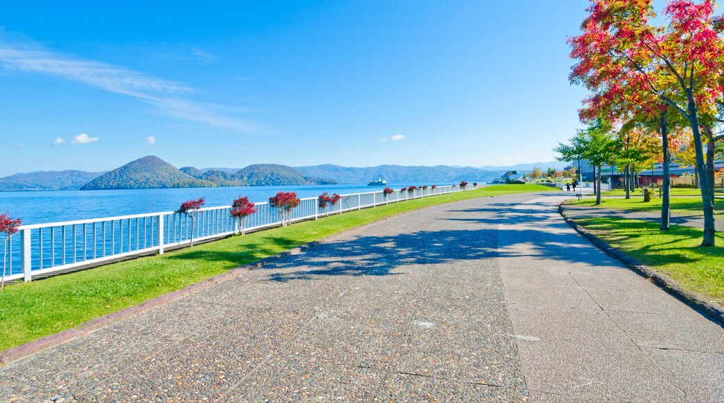Scenery of Lake Toya and Mt. Yotei at Toyako onsen in Hokkaido, Japan.