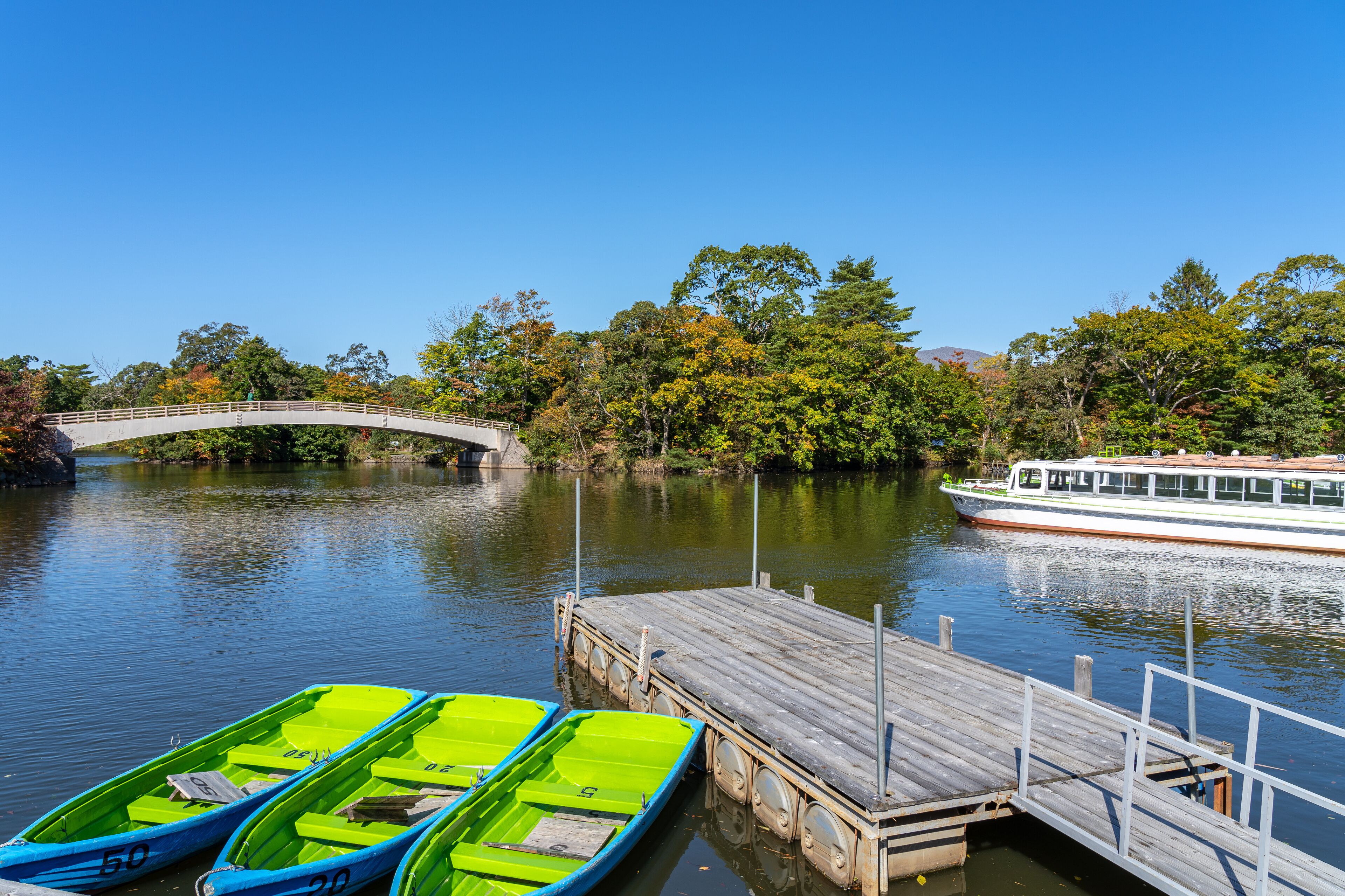 Onuma Quasi-National Park. Sunny day scenery landscape. Oshima Subprefecture, Town Nanae, Hokkaido, Japan