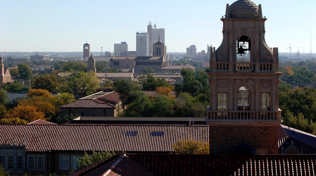 Lubbock que incluye una iglesia o catedral, una ciudad y horizonte