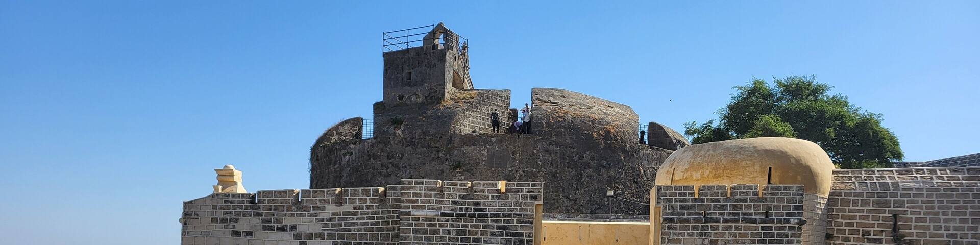 Diu, Dadra and Nagar Haveli and Daman and Diu India - Feb 23 2024: Diu fort - Built in the 16th century by the Portuguese, this sandstone fort features a lighthouse and 3 churches.