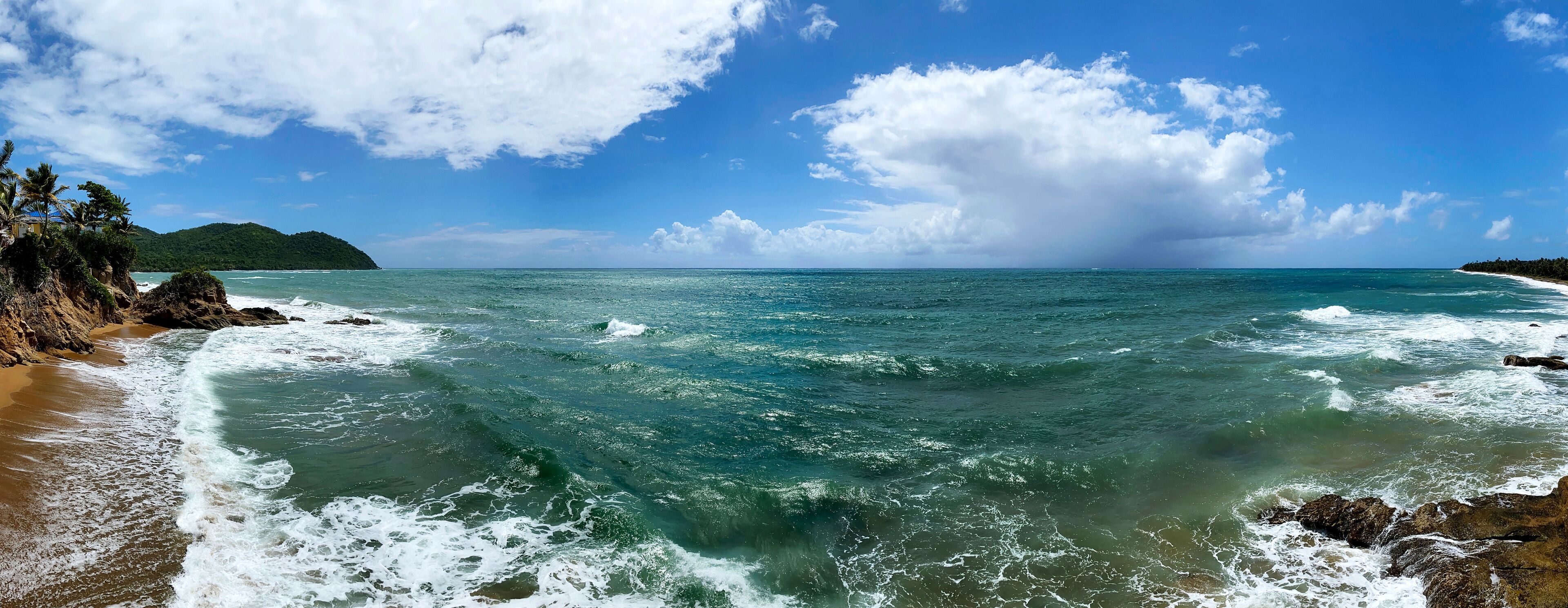 Wide angle view of beach in Manauabo PR