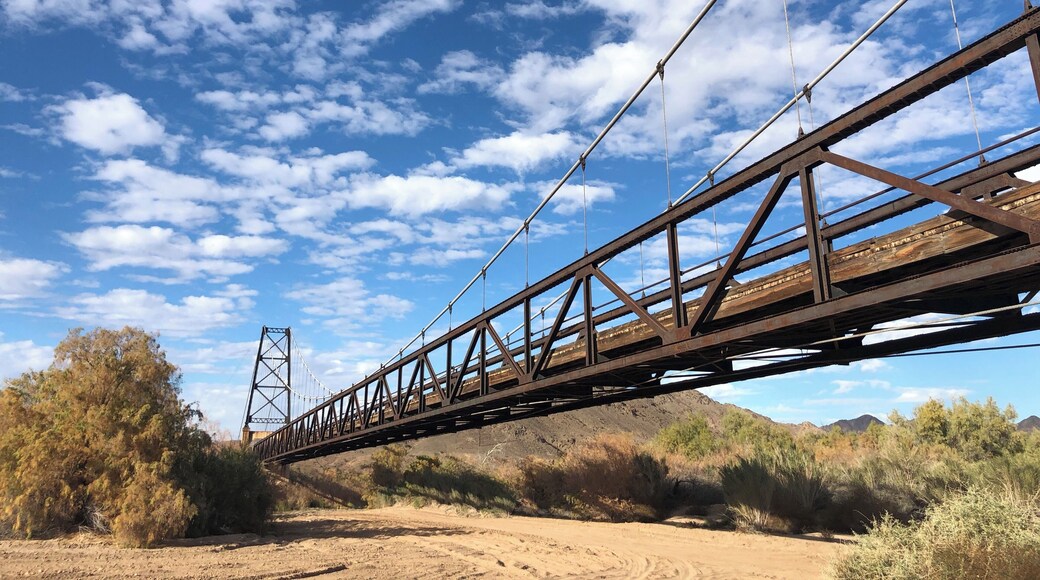Built in 1929 to span the Gila River this is the McPaul Suspension Bridge. It was made obsolete in 1968 when the River was diverted.