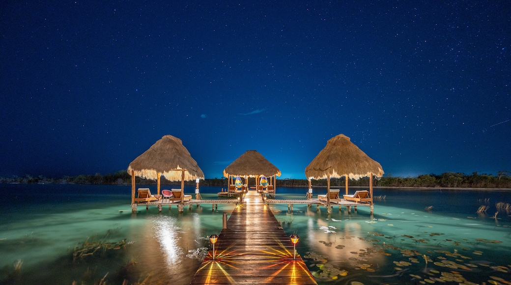 Tropical Resort in the Lagoon by night