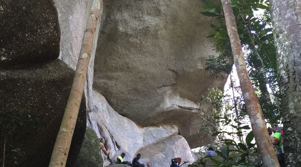 Amazing rock stands in the middle of jungle on the way to Waterfall..