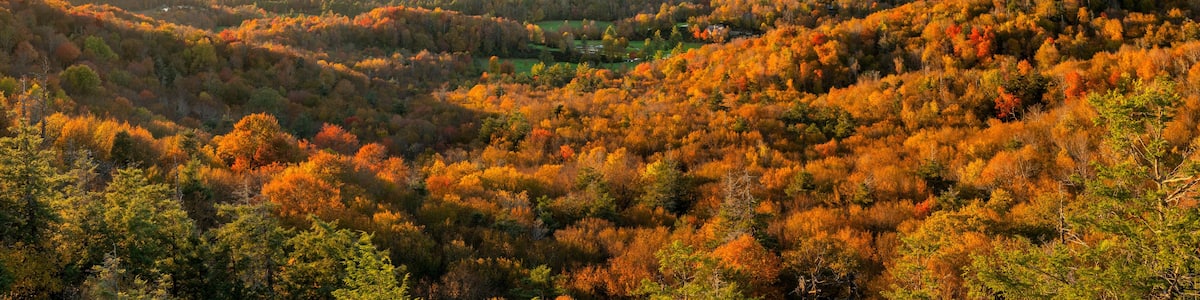 Autumn sunset at Flat Rock overlook on the Blue Ridge parkway - north carolina