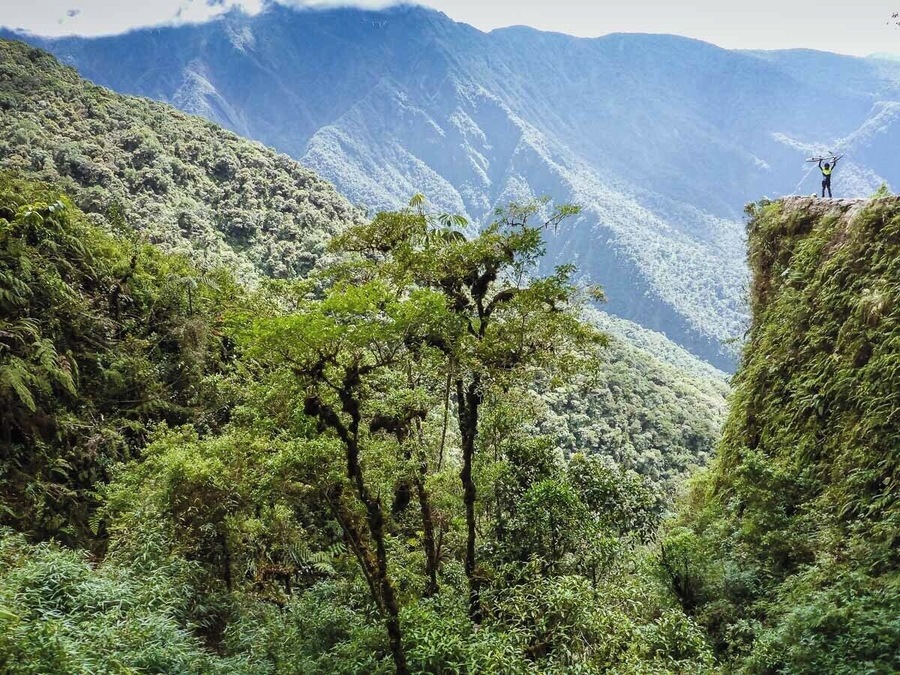 Death Road in Bolivia. Despite the dreadful name, the road offers mountain-bike enthusiasts a breathtaking scenery while they get the adrenaline rush of their lives. #Adventure