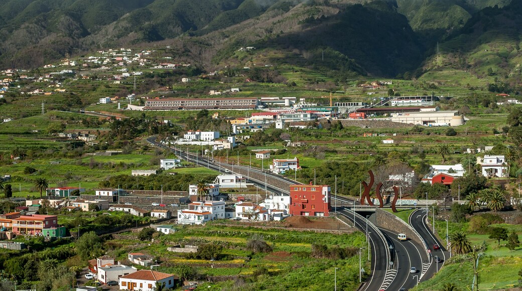 View of Brena Alta and the foothills of Cumbre Nueva from Mirador de la Conception on the island La Palma, Canary Islands, Spain