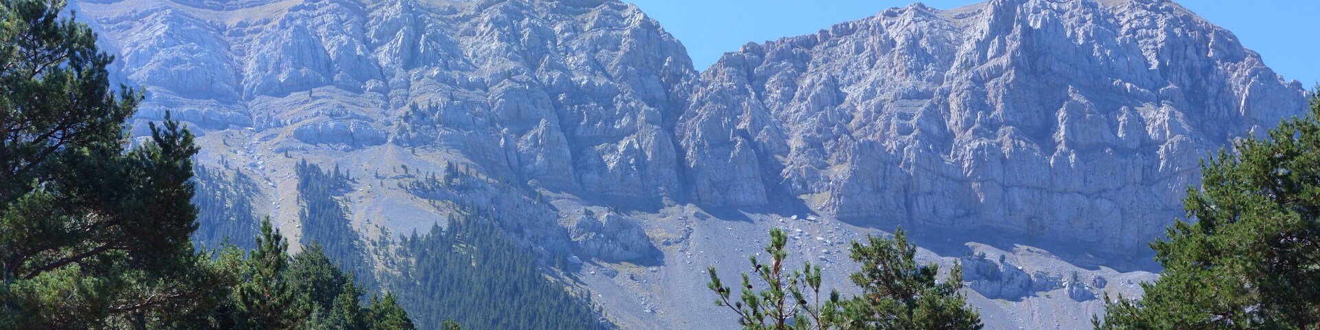 Panoramic view of the meadow and the mountains of Prat del Cadí, Cadí-Moixeró Natural Park, La Cerdanya, Catalonia.
