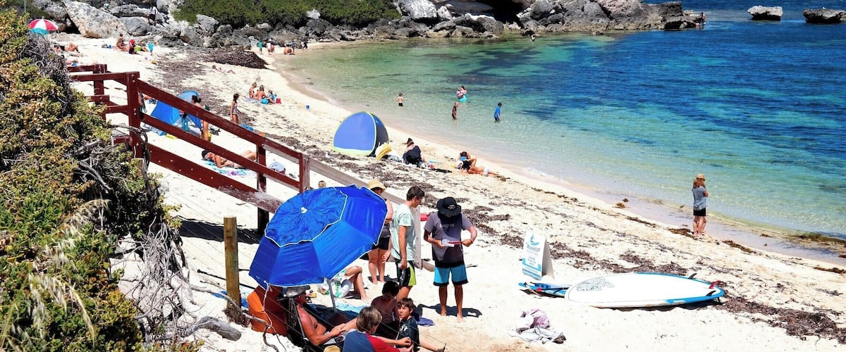 This is a small beach close to the Western Australian town of Margaret River. Loads of people from Perth come down to Margaret River for more beach time, wineries, chocolate, and local produce. Gnarabup is probably 10-15 mins away from Margaret River's town cener. This beach itself is not very wide, but it stretches along the coast and joins up with Prevelly.