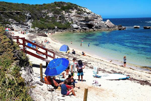 This is a small beach close to the Western Australian town of Margaret River. Loads of people from Perth come down to Margaret River for more beach time, wineries, chocolate, and local produce. Gnarabup is probably 10-15 mins away from Margaret River's town cener. This beach itself is not very wide, but it stretches along the coast and joins up with Prevelly.