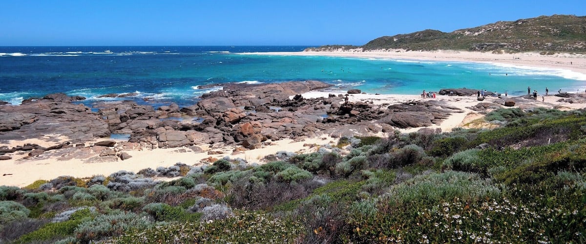 This is Prevelley Beach! It's not a particularly large beach but the waves are pretty good and the water is pristine. Getting this far away from Perth city means that the beach is less crowded however, during tourist peak season I imagine it would be less so. We also saw a leopard seal laying along the rocks--super cool! #beach