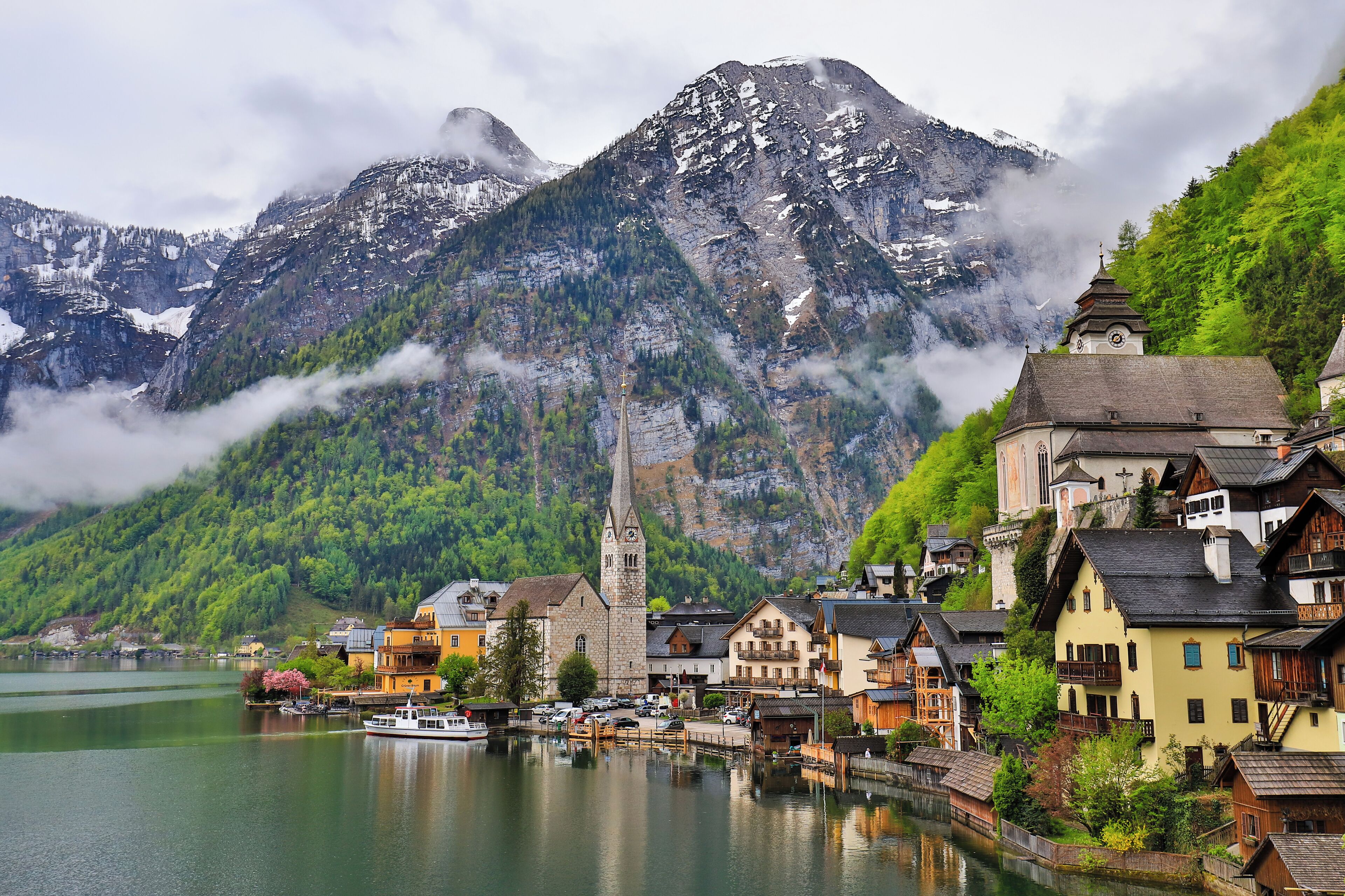 After overnight rain, the morning of this small town of Austria looks extremely beautiful.