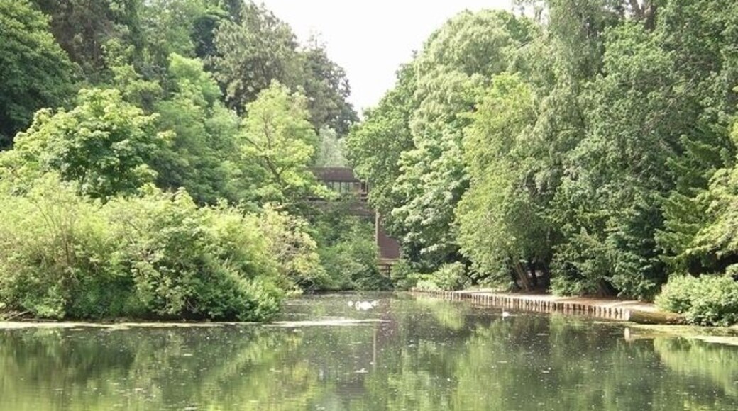 The Loch, Heriot-Watt University. The Loch in the centre of the University's Riccarton Campus. Just visible is the bridge connecting the main entrance with the Hugh Nisbet building.