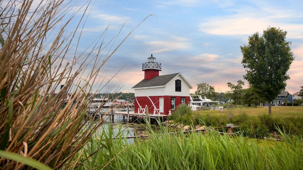 Scenic view of Douglas light house in the Michigan state.