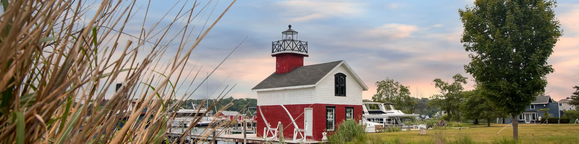 Scenic view of Douglas light house in the Michigan state.