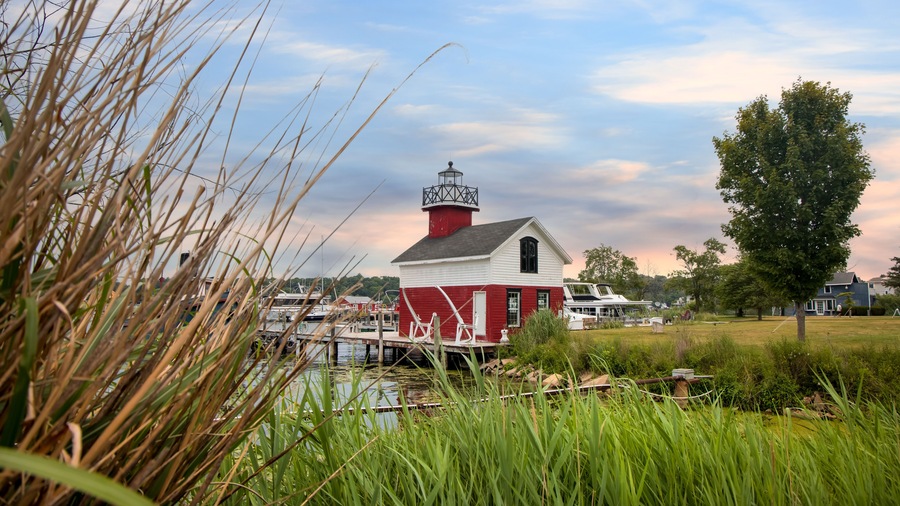 Scenic view of Douglas light house in the Michigan state.