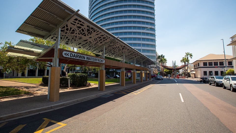 Darwin City Centre featuring signage