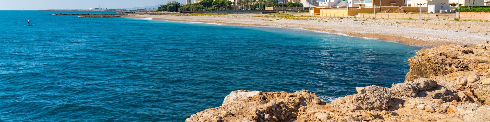 Coastline at Vinaros in the Costa del Azahar, Valencia Spain, panorama