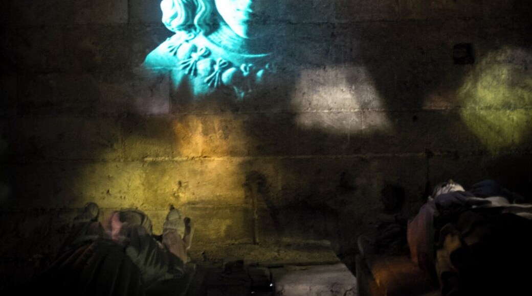Statues and monuments in the underground vaults of the Chateau