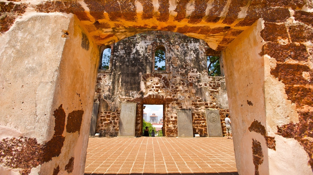 Malacca som viser kulturarvsgenstande og bygningsruiner