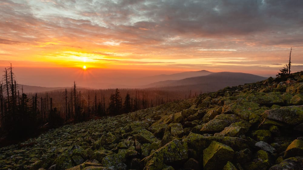 sunset over the hills
