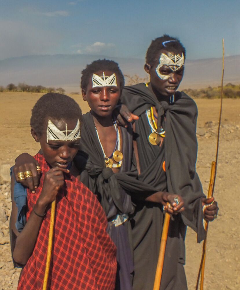 Local Masai boys, the poor things had just been circumsized. This one of their rights of passage to becoming a man.