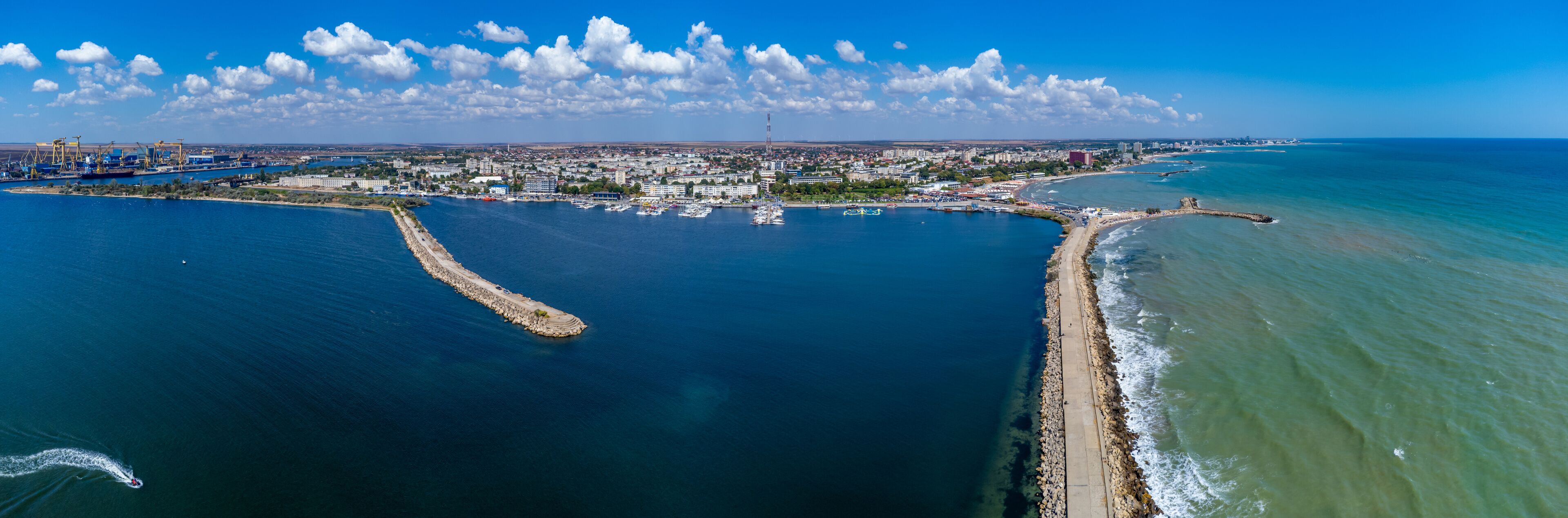 Aerial view of the entrance to the port of Mangalia - Romania