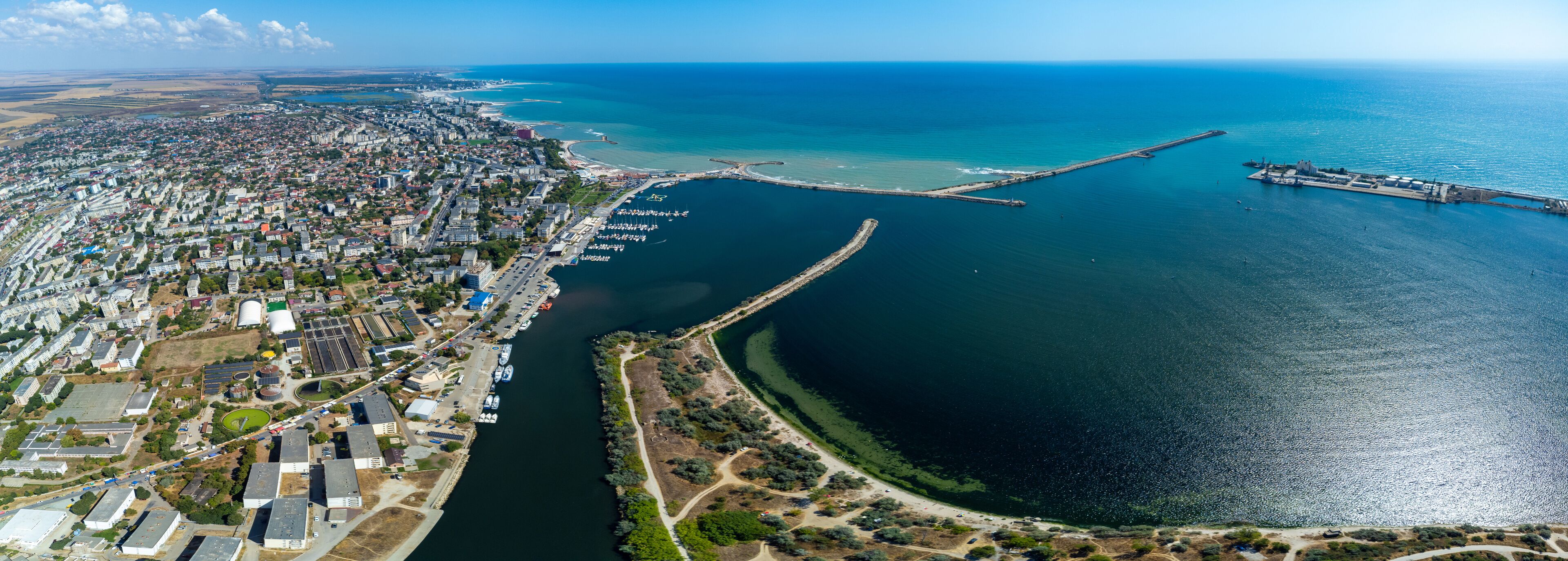 Aerial view of the entrance to the port of Mangalia - Romania