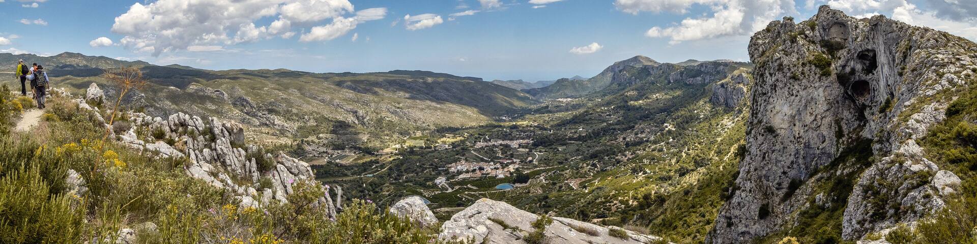 La Vall de Gallinera is a beautiful valley between mountains known, among other things, for its cherry trees. There are eight small towns in it. It is located in the province of Alicante, Spain.