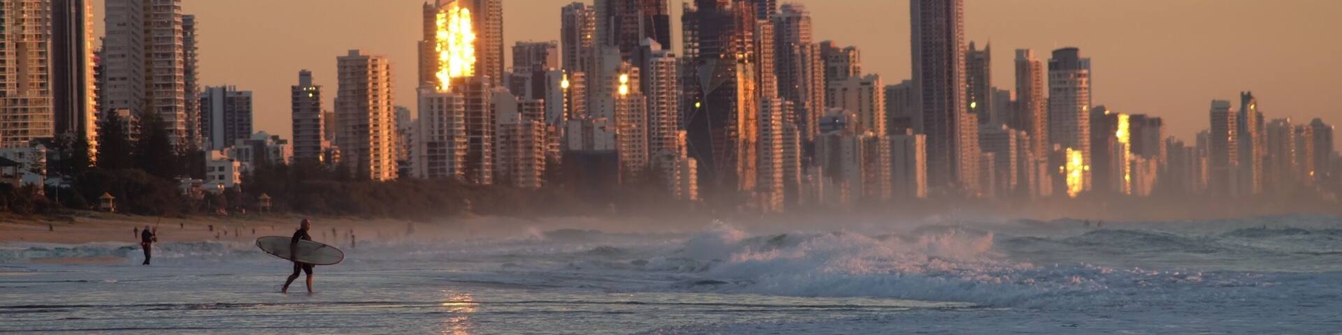 View of Gold Coast and Surfers Paradise from Mick Schamburg Park.