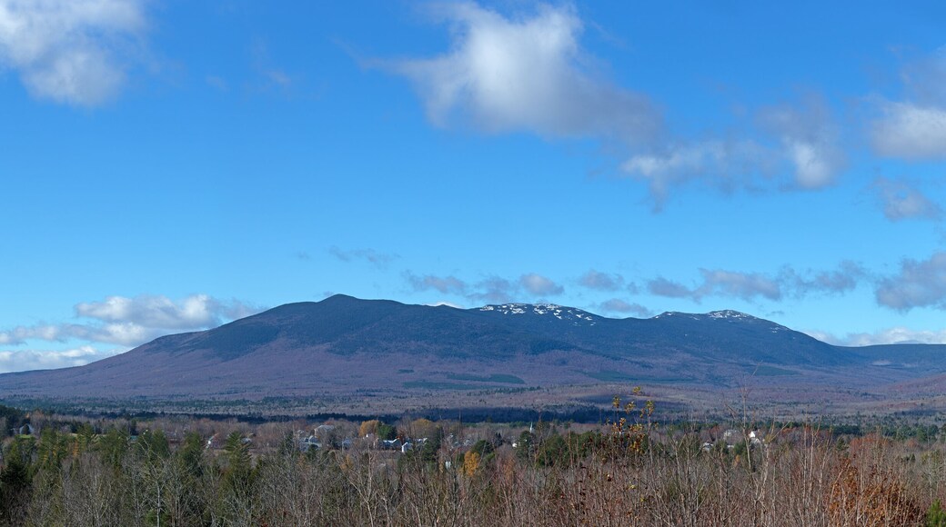 Panoramic view of Kingfield Maine in the late fall with Mount Abram in the distance.