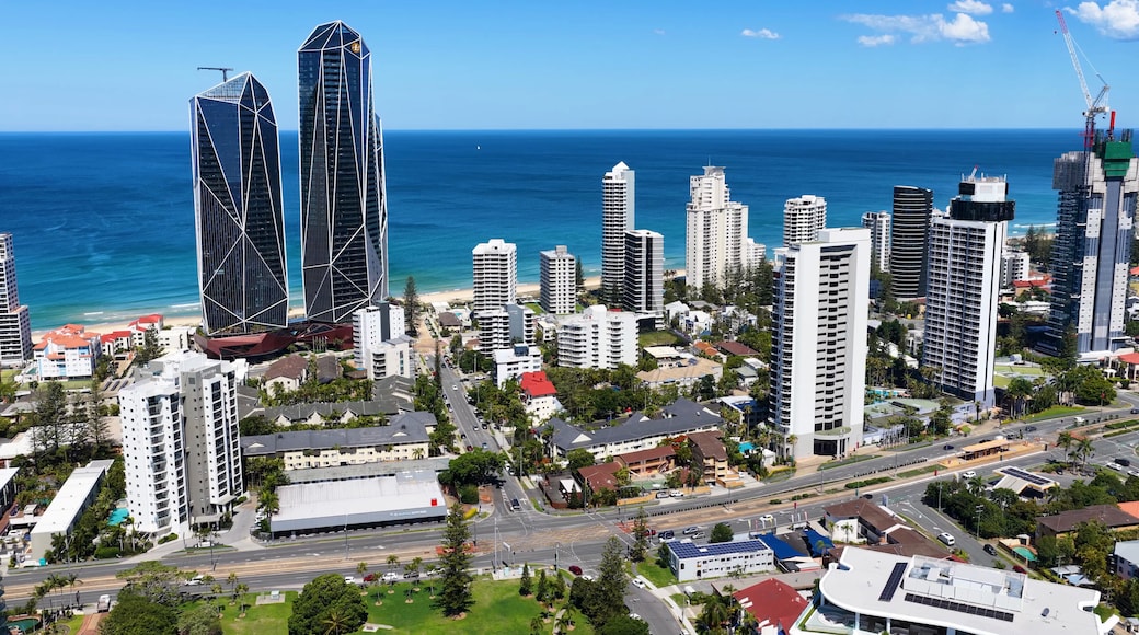 Aerial View of Broadbeach Skyline and Coastline in Gold Coast Australia