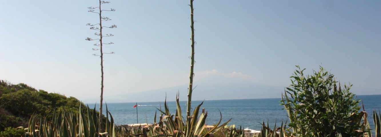 View of Etna Volcano at the bottom of the image.