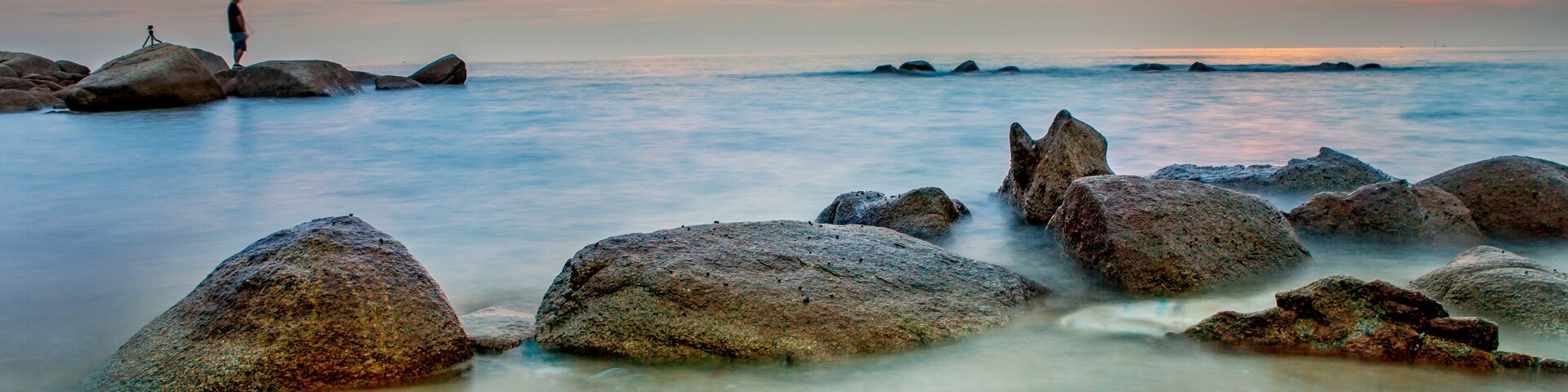 beautiful sunset sky at mae rumphung beach most popular traveling destination in rayong eastern of thailand