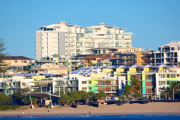Kings Beach featuring a sandy beach and a coastal town