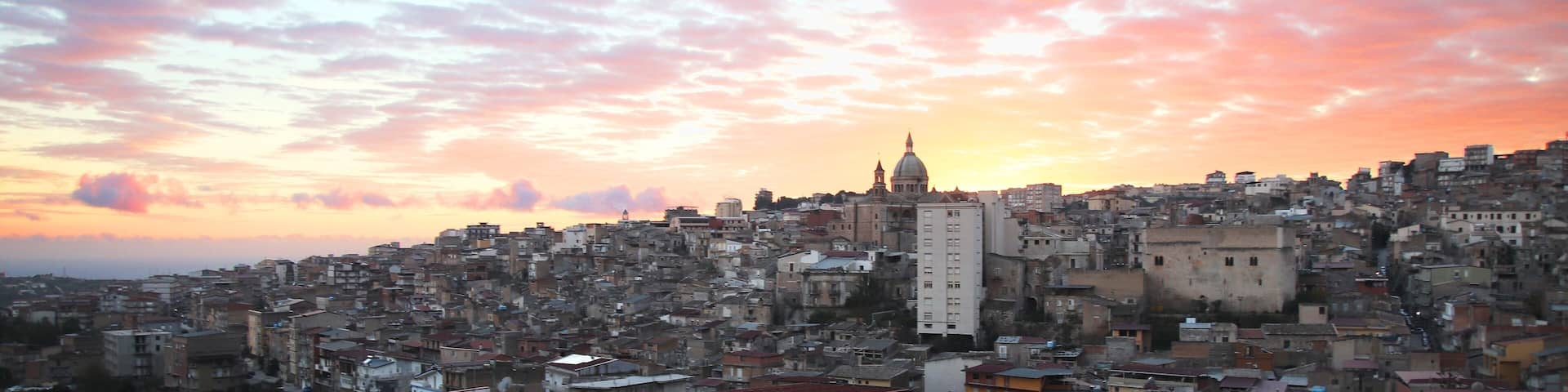 Favara, Italy at sunset - wide view