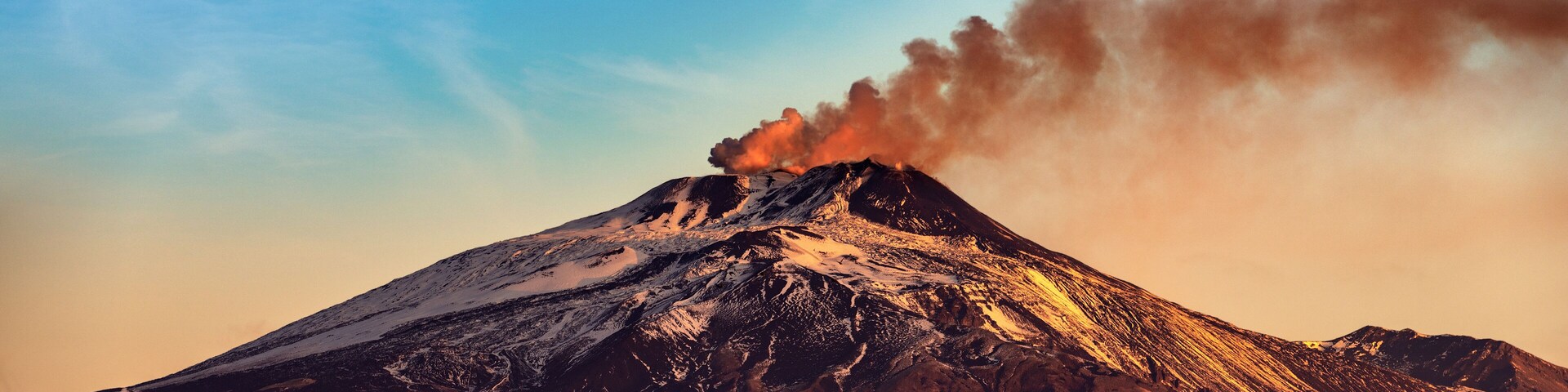 Mount Etna Volcano with smoke - Sicily island Italy