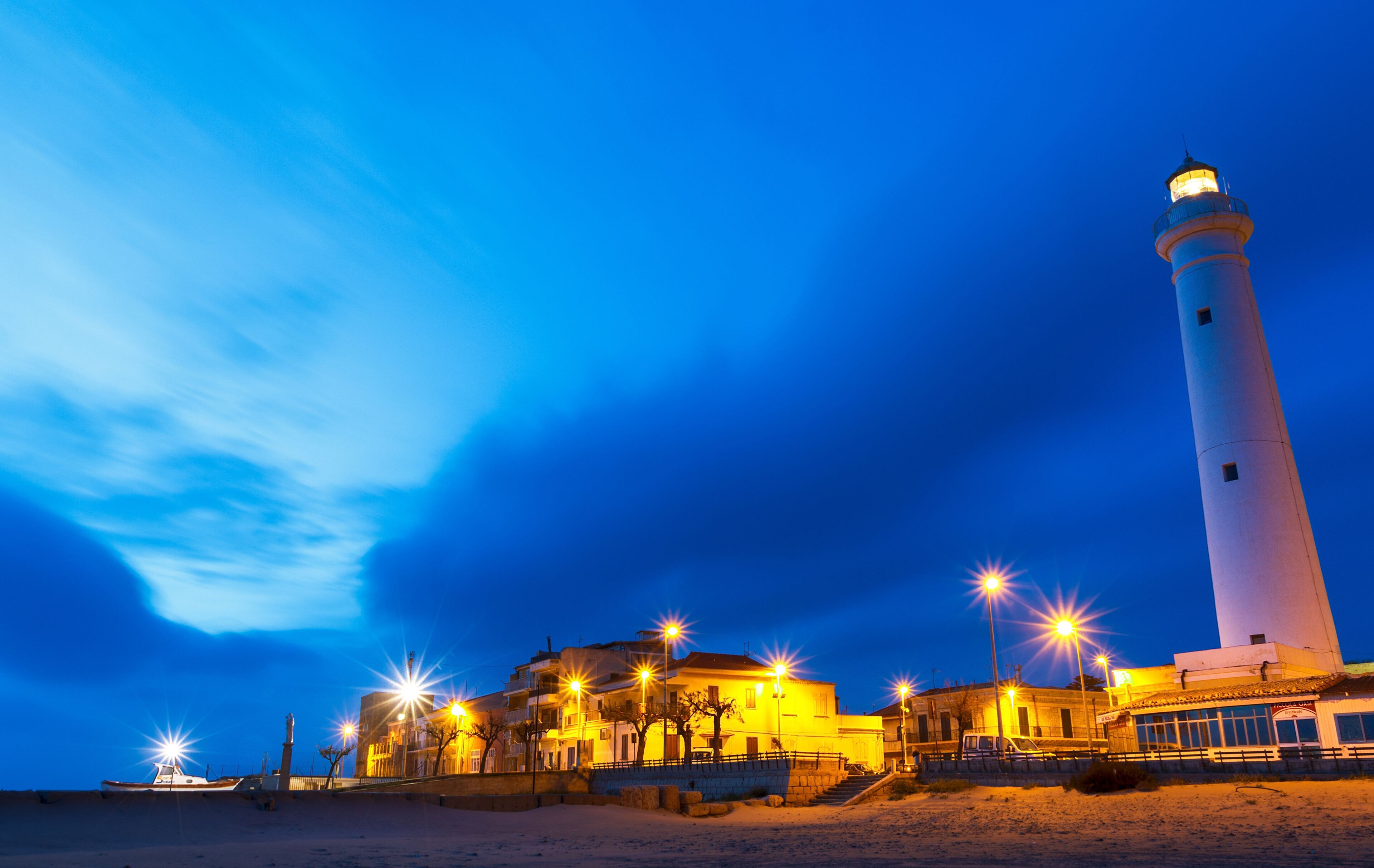 Night at Punta Secca Beach - Montalbano Filming Location